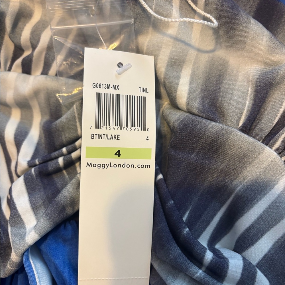 Maggy London Blue and White Halter Dress - Picture 6 of 7
